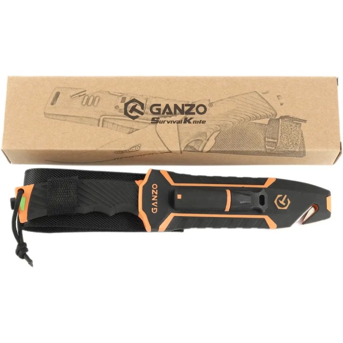 Ніж Ganzo G8012V2-OR помаранчевий (G8012V2-OR) з паракордом